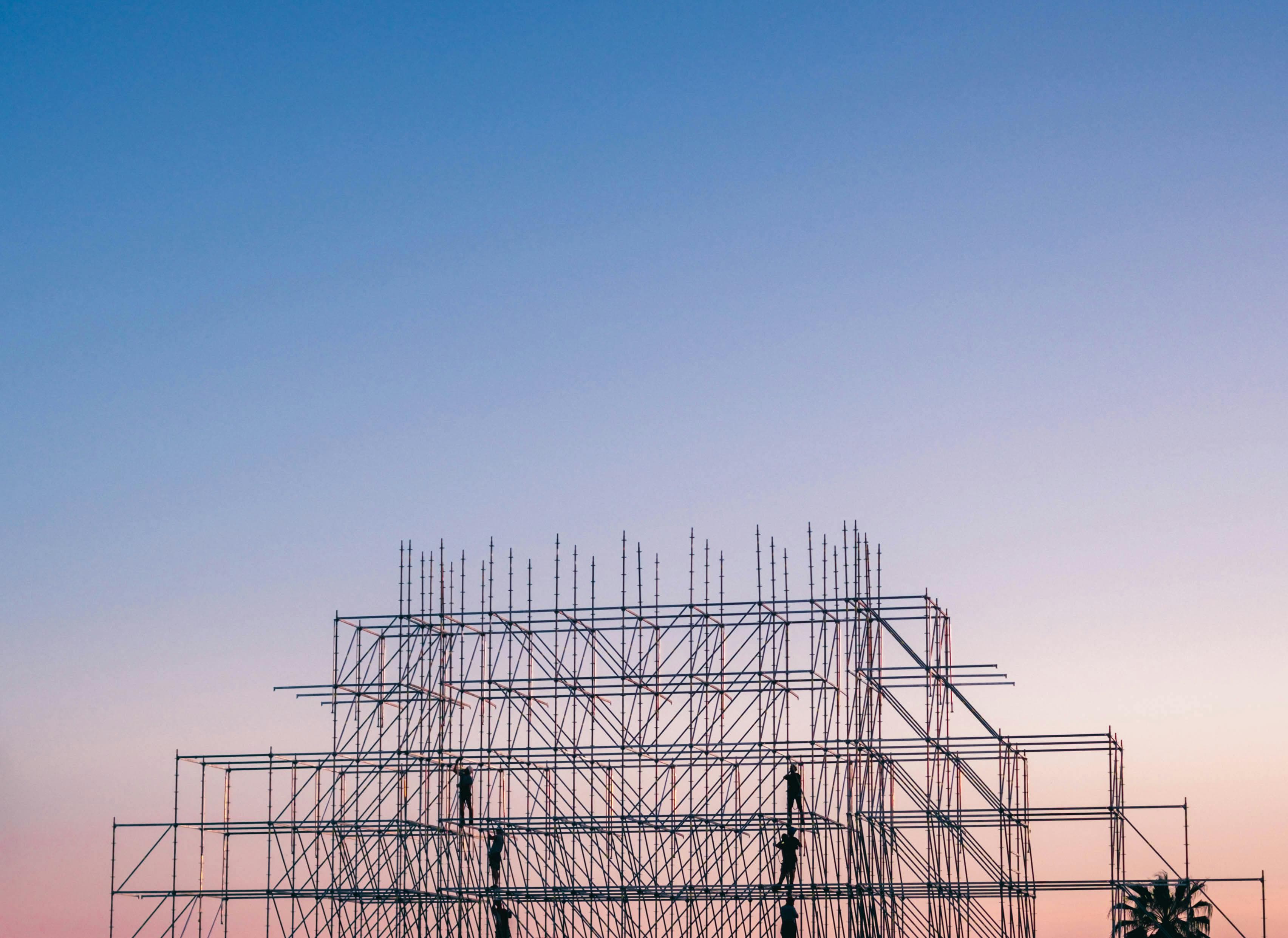 Industrial scaffolding structure, representing construction and development.